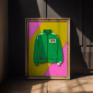 Urban Paint‑Splatter Track Jacket Art Print • Grunge Streetwear Poster for Walls - Just Great Posters