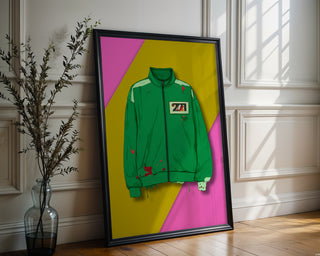Urban Paint‑Splatter Track Jacket Art Print • Grunge Streetwear Poster for Walls - Just Great Posters