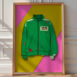 Urban Paint‑Splatter Track Jacket Art Print • Grunge Streetwear Poster for Walls - Just Great Posters