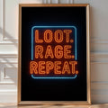 Loot Rage Repeat Neon Gaming Poster - Just Great Posters
