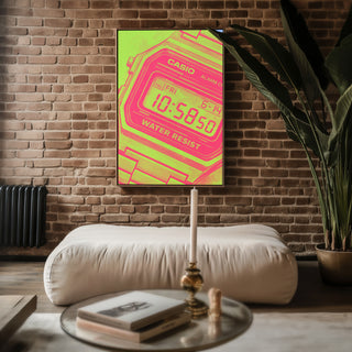 Neon Casio Watch Poster – Retro Tech Pop Art Wall Print - Just Great Posters