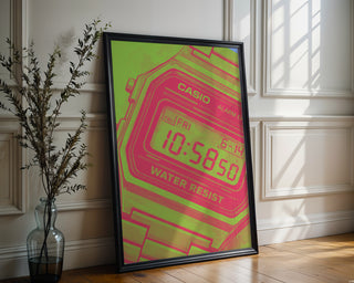 Neon Casio Watch Poster – Retro Tech Pop Art Wall Print - Just Great Posters