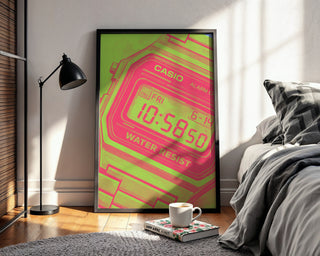 Neon Casio Watch Poster – Retro Tech Pop Art Wall Print - Just Great Posters