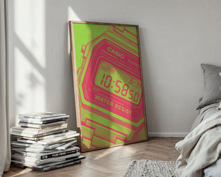 Neon Casio Watch Poster – Retro Tech Pop Art Wall Print - Just Great Posters