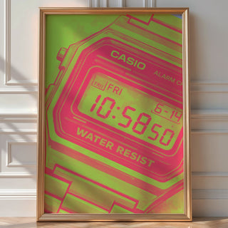 Neon Casio Watch Poster – Retro Tech Pop Art Wall Print - Just Great Posters