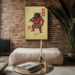 Japanese Oni Poster – Red Demon Yokai Folklore Art Print - Just Great Posters