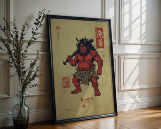 Japanese Oni Poster – Red Demon Yokai Folklore Art Print - Just Great Posters