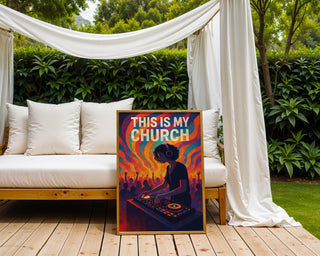 This Is My Church Poster – Vibrant Female DJ & Dance Music Wall Art - Just Great Posters