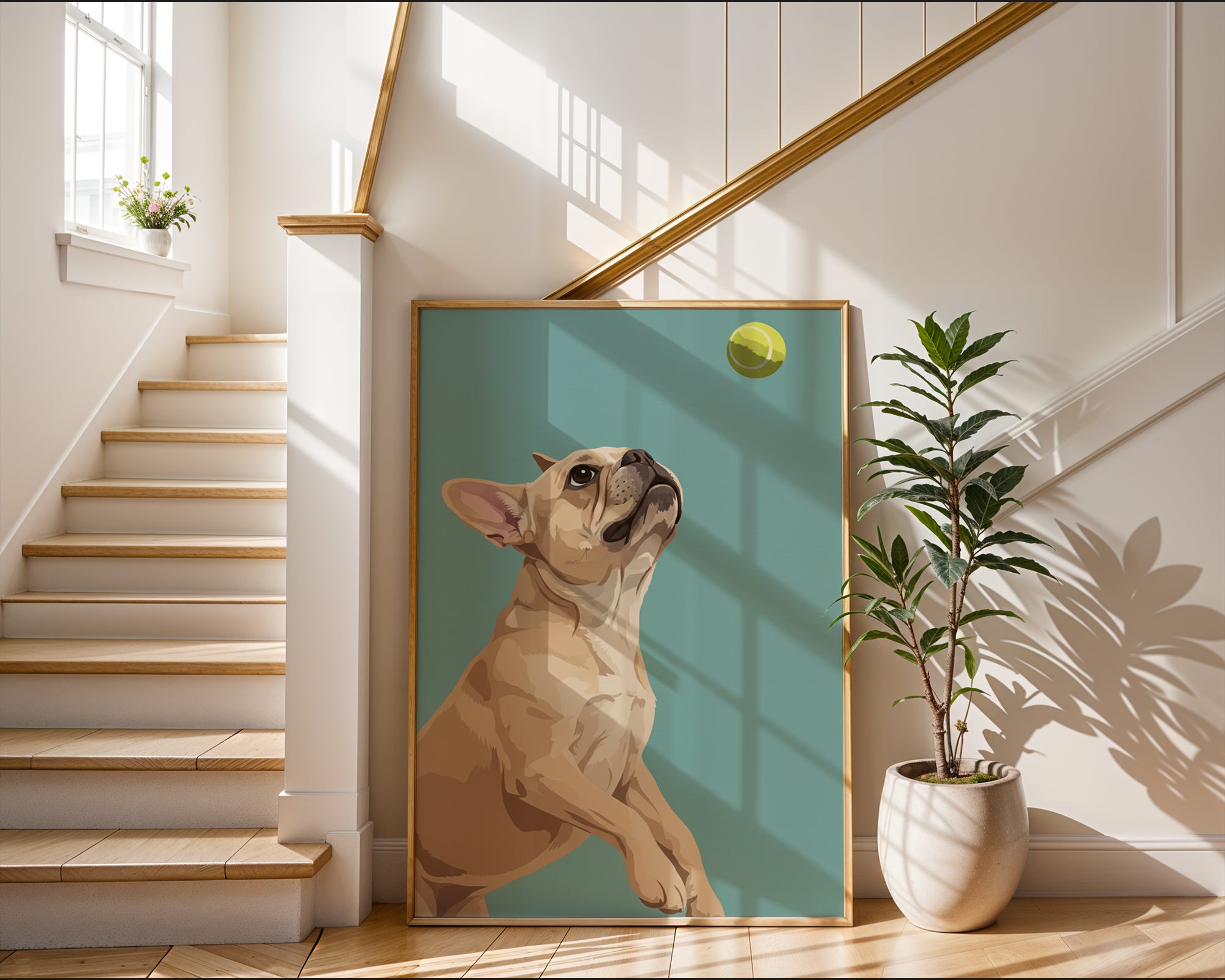 French Bulldog poster shown in an alternative frame style