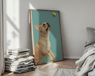 French Bulldog Poster – Minimalist Dog Wall Art With Tennis Ball - Just Great Posters