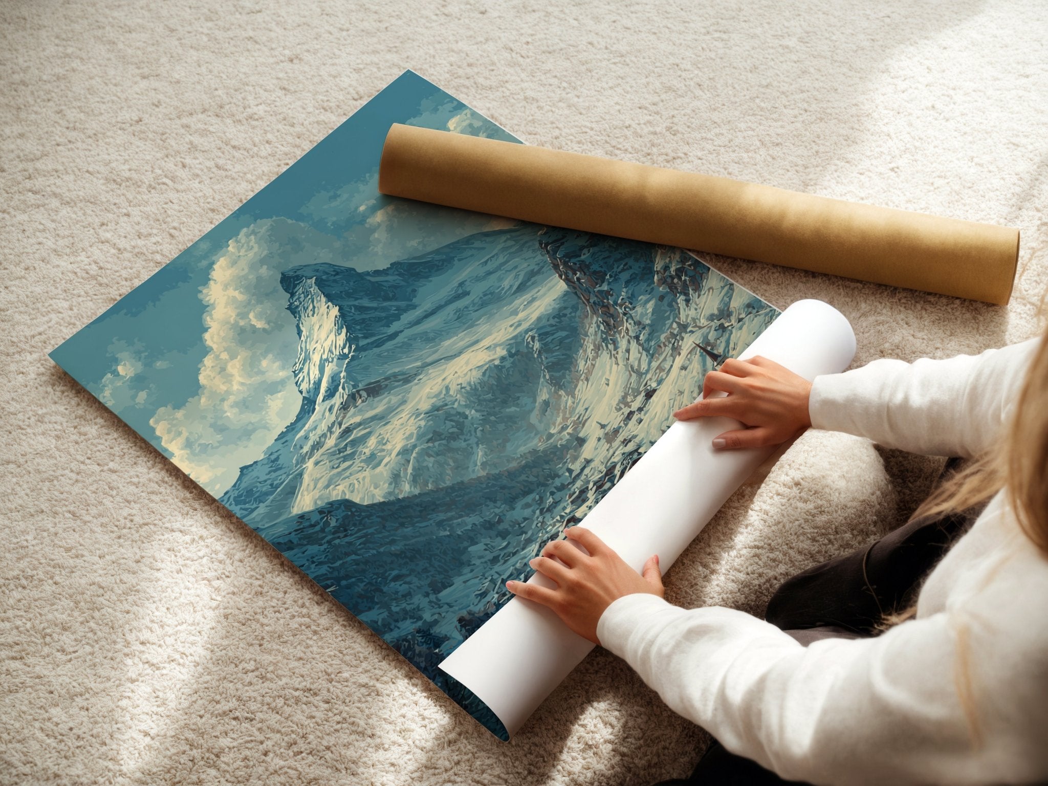Zermatt poster displayed in a styled room setting