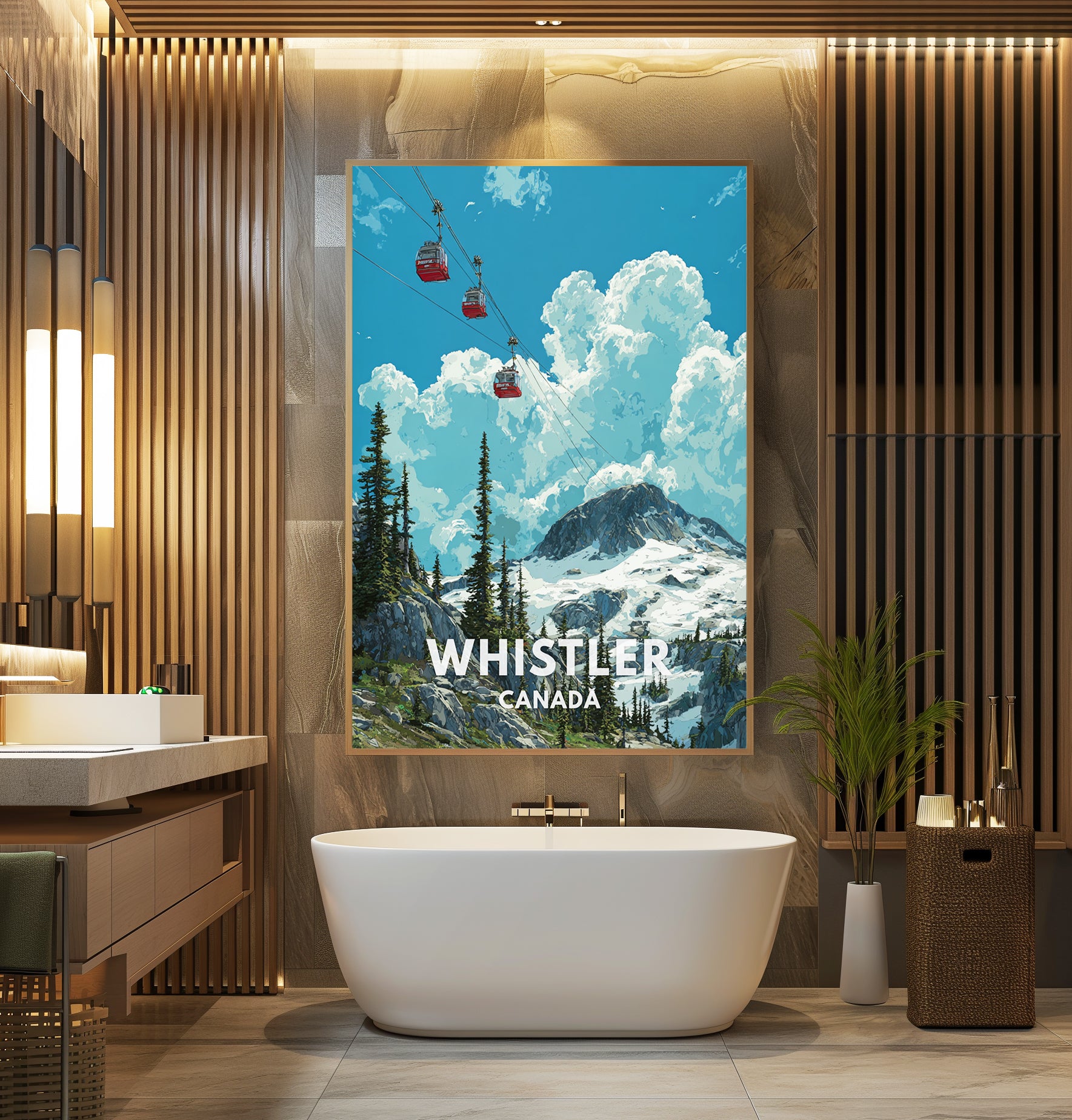 Whistler Canada poster displayed in a cosy interior setting