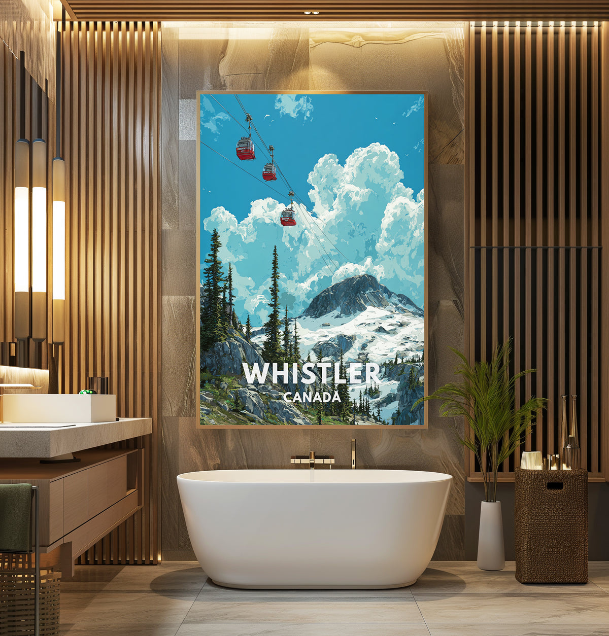 Whistler Canada poster displayed in a cosy interior setting