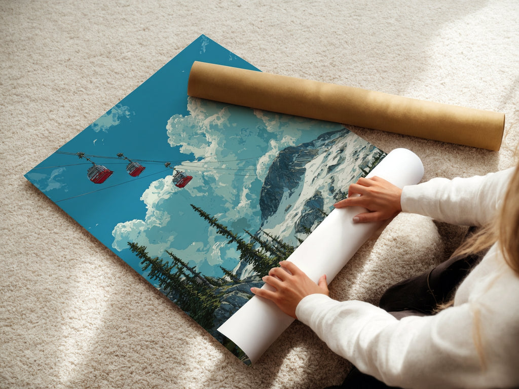 Whistler Canada poster displayed in a styled room setting