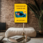 Funny Cat and Wine Poster – Quirky Wall Art for Book Lovers and Wine Drinkers - Just Great Posters