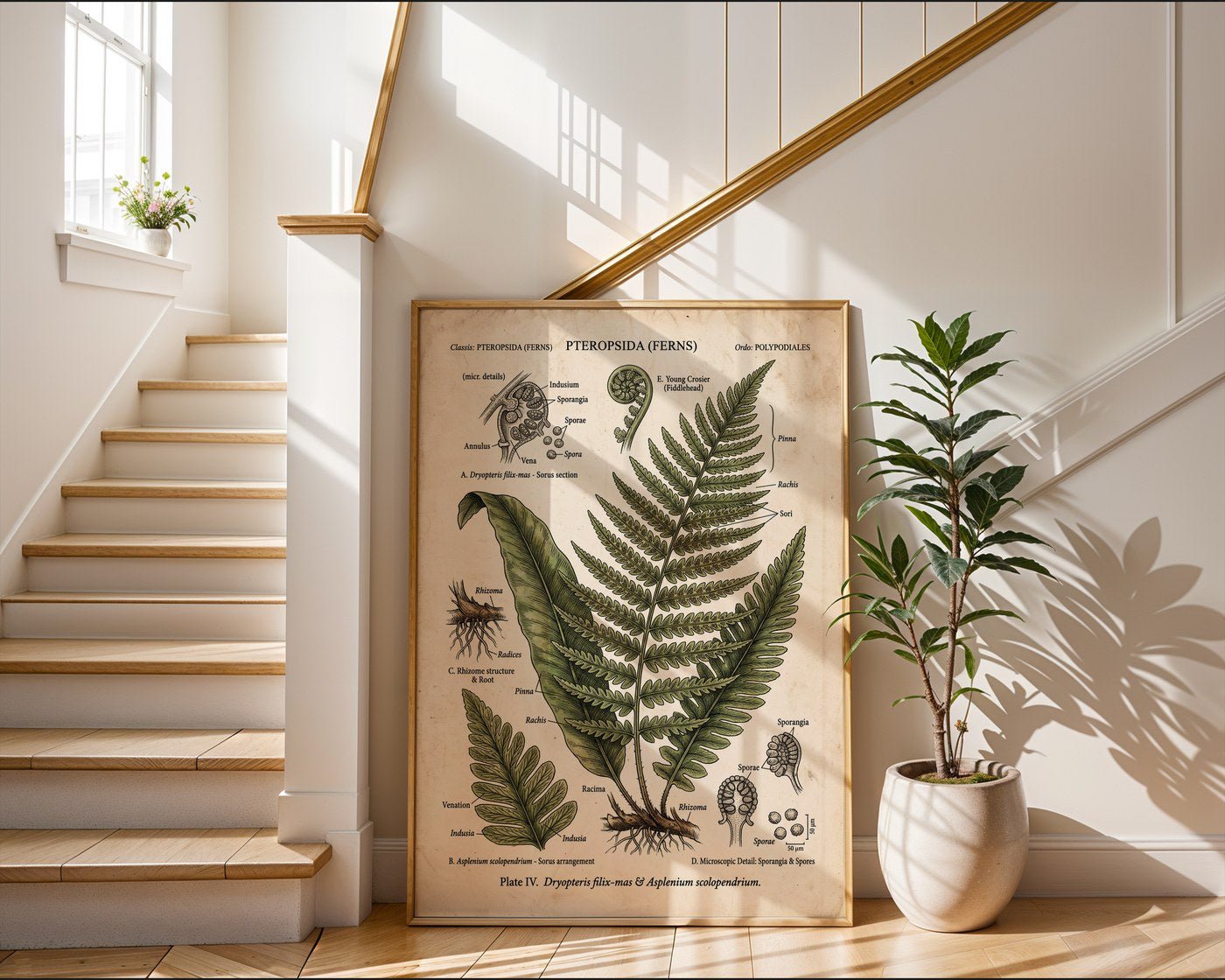 Victorian Fern Study Poster – Scientific Botanical Wall Art Print — frame-267