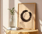 Abstract Enso Circle Poster – Woodblock Style Wall Art Print — frame-486