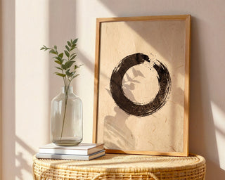 Abstract Enso Circle Poster – Woodblock Style Wall Art Print — frame-486
