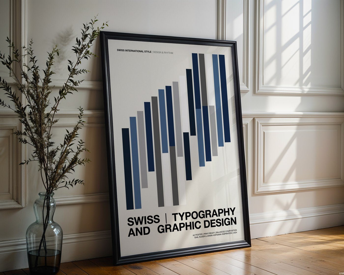 Basel Graphic Poster – Swiss Grid Abstract Wall Art — frame-286