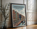 Amsterdam Canal Poster – Dutch Architecture Print — frame-286