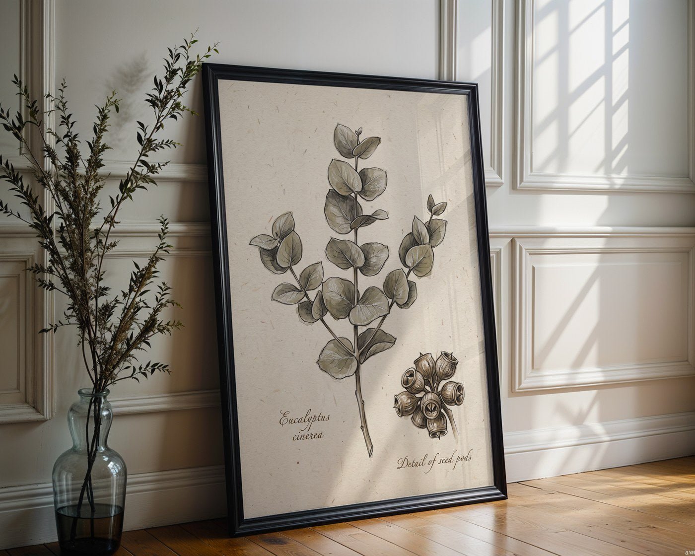 Eucalyptus Macro Poster – Vintage Botanical Illustration Wall Art — frame-286