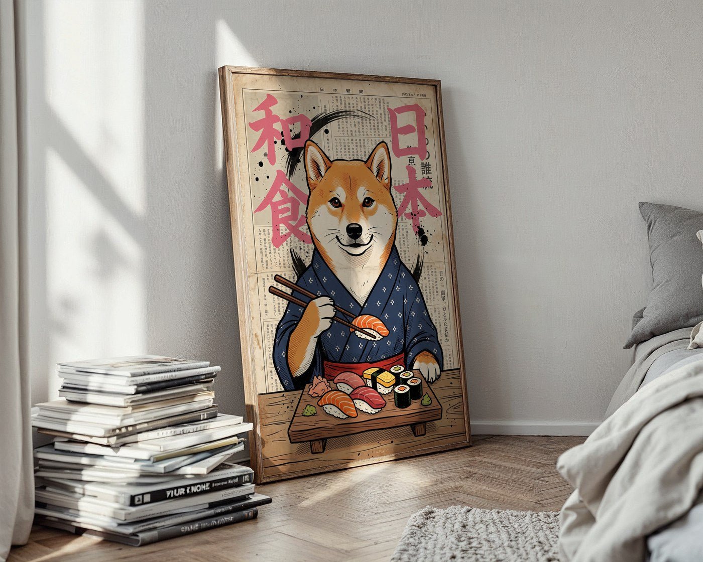 Sushi Shiba Poster – Vintage Japanese Graphic Wall Art Print — styled-wall