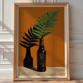 Guinness Bottle and Fern Poster – Retro Botanical Wall Art Print — room-portrait