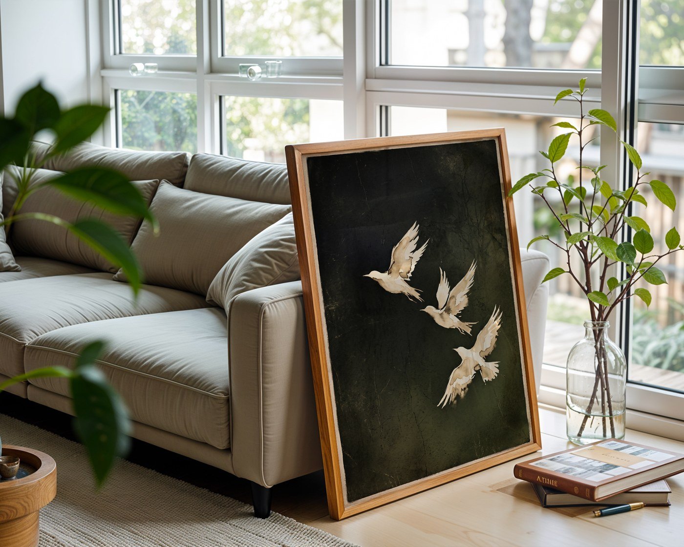 Minimalist Ink Bird Poster – Calligraphic Zen Wall Art Print — frame-426