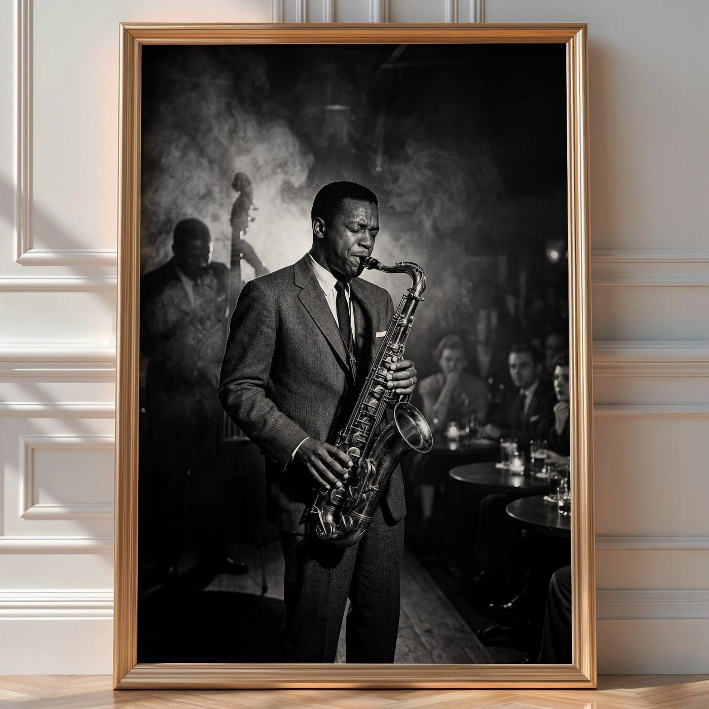 Jazz Club Musician Poster – 1950s Noir Wall Art Print — room-portrait