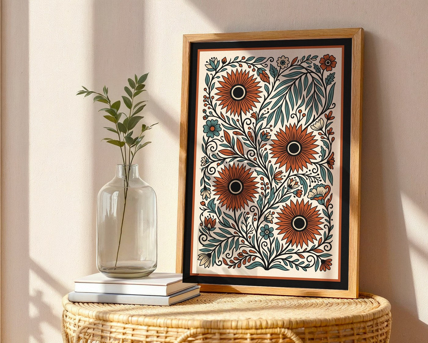 Wild Meadow Poster – Folk Art Botanical Paper Cut Print — frame-486