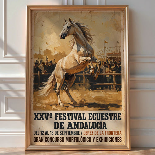 Andalusian Horse Poster – Retro Equestrian Wall Art — room-portrait