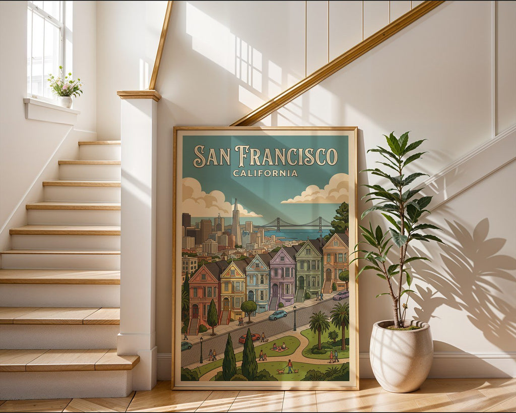 San Francisco Poster – Victorian Row House Print — frame-267