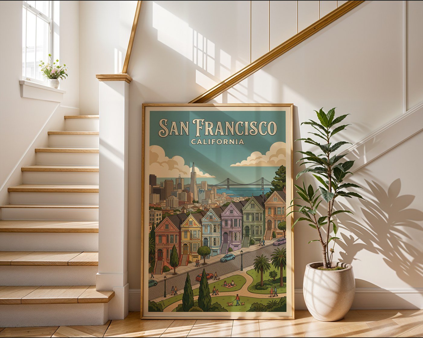 San Francisco Poster – Victorian Row House Print — frame-267