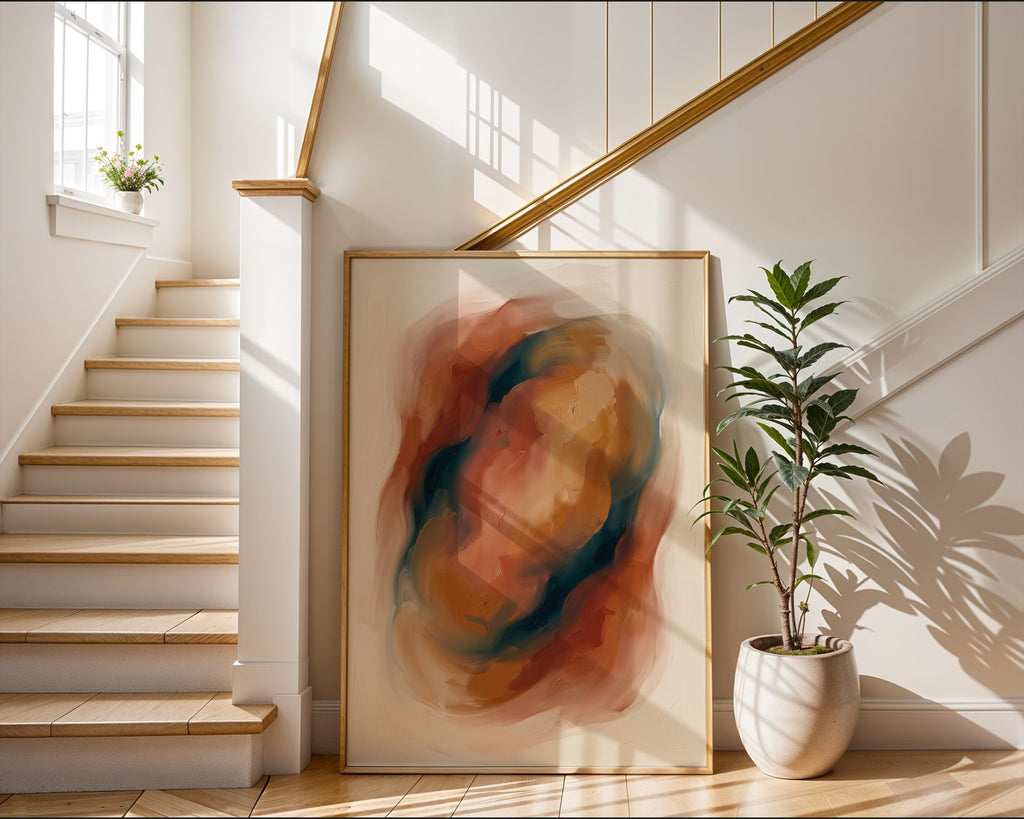Terracotta & Teal Abstract – Warm Colour-Field Wall Art — frame-267