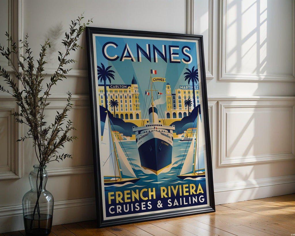 Cannes Riviera Poster – Glamourous French Nautical Wall Art Print — frame-286