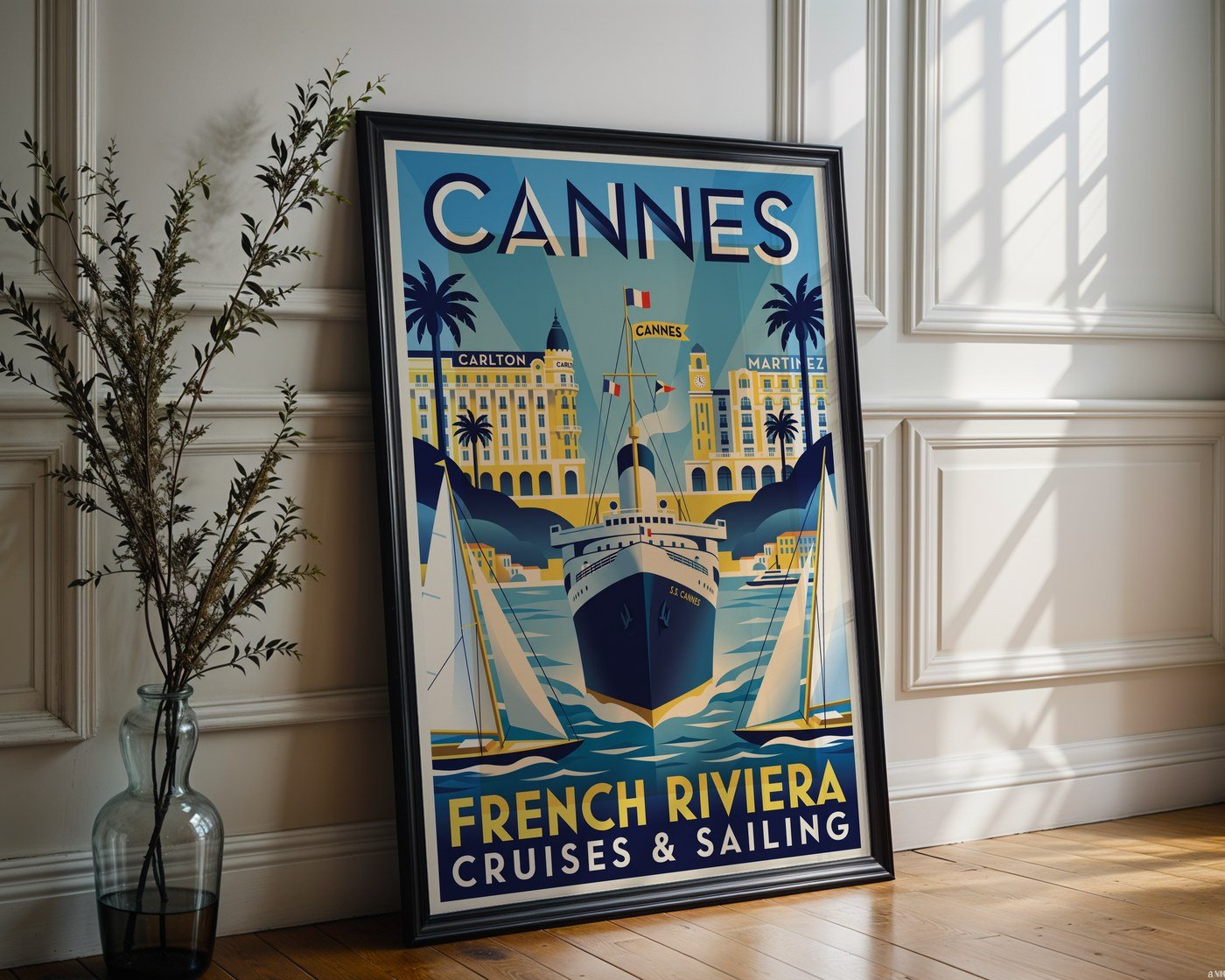 Cannes Riviera Poster – Glamourous French Nautical Wall Art Print — frame-286