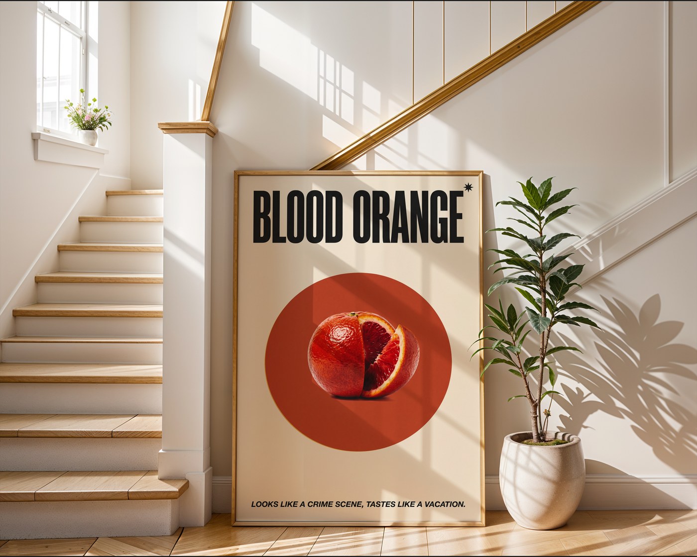 Blood Orange Poster – 1970s Retro Food Wall Art Print — frame-267