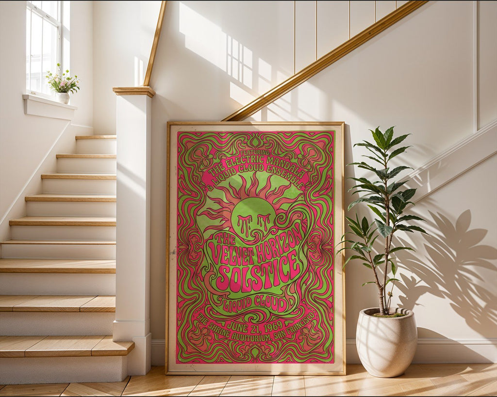 Sun-Drenched Solstice Poster – 1960s Psychedelic Wall Art — frame-267
