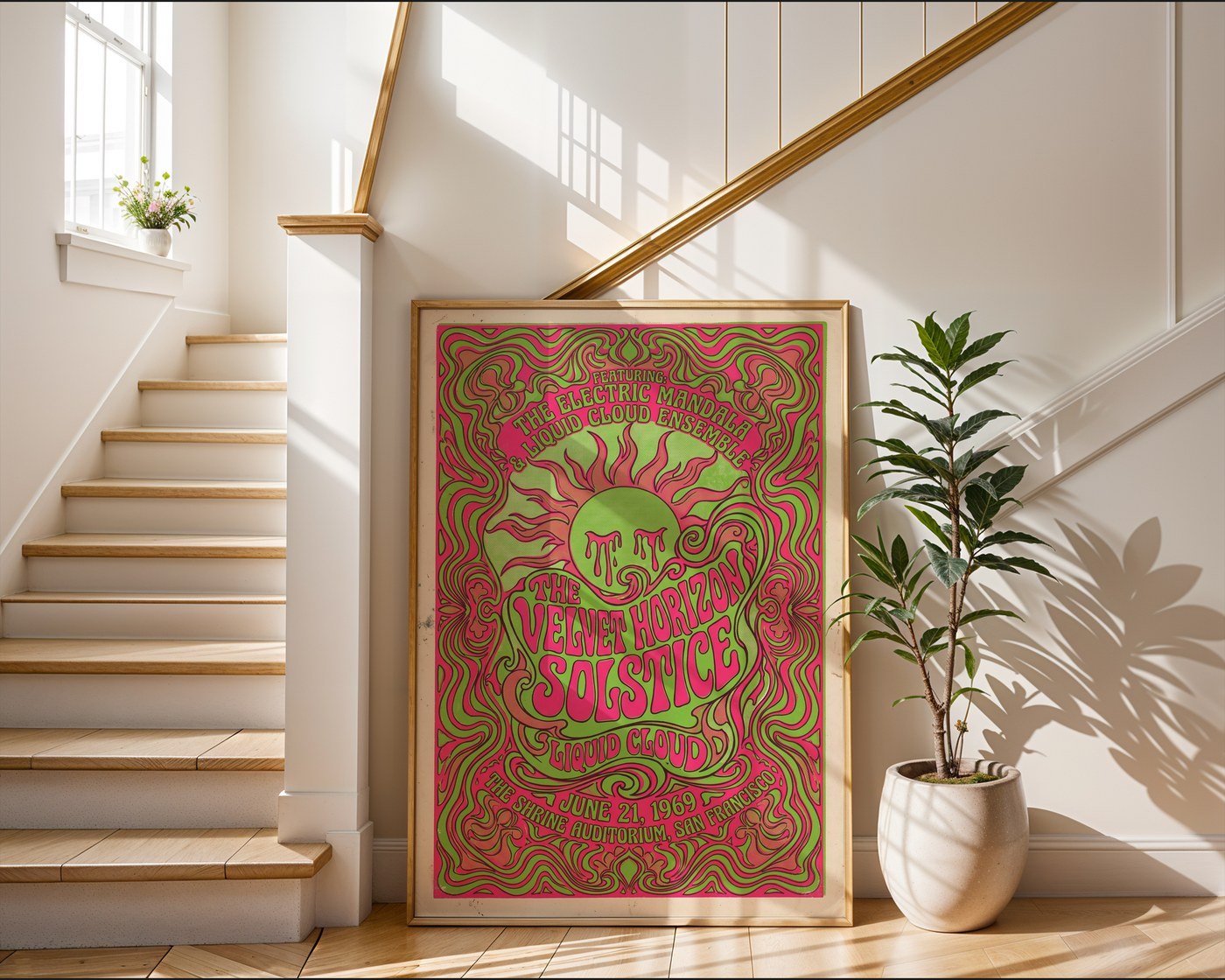 Sun-Drenched Solstice Poster – 1960s Psychedelic Wall Art — frame-267