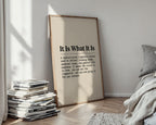 It Is What It Is Poster – Retro Typewriter Slogan Print — styled-wall