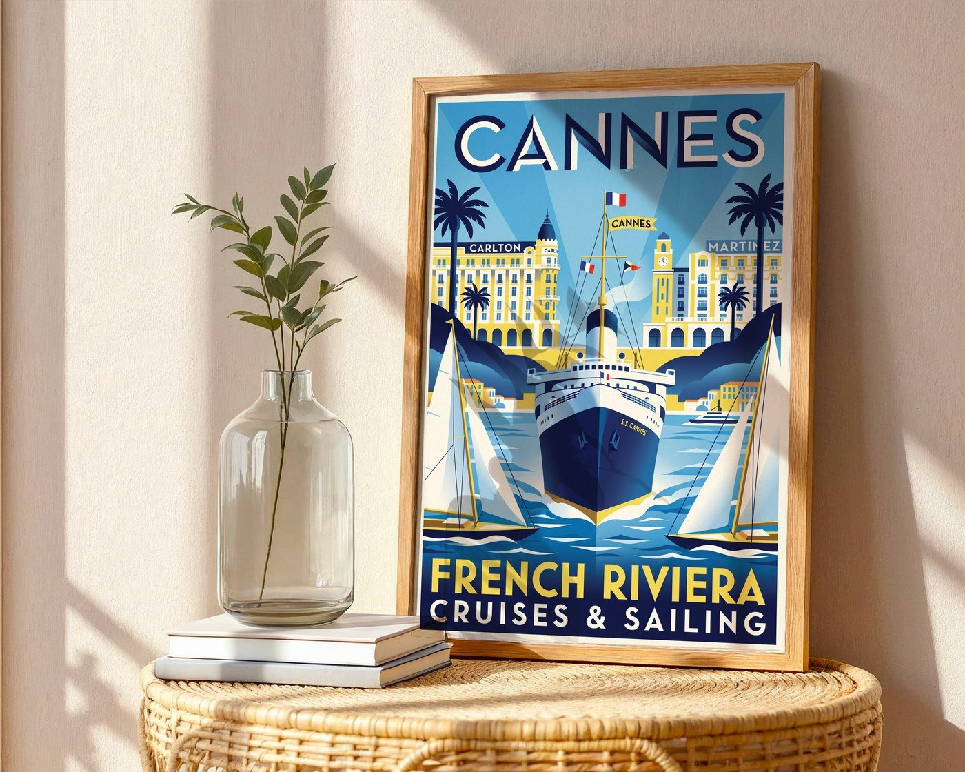 Cannes Riviera Poster – Glamourous French Nautical Wall Art Print — frame-486