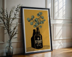 Stout Bottle and Eucalyptus Poster – Modern Botanical Wall Art Print — frame-286