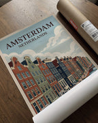 Amsterdam Canal Poster – Dutch Architecture Print — barakaya-flatlay
