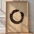 Abstract Enso Circle Poster – Woodblock Style Wall Art Print — room-portrait
