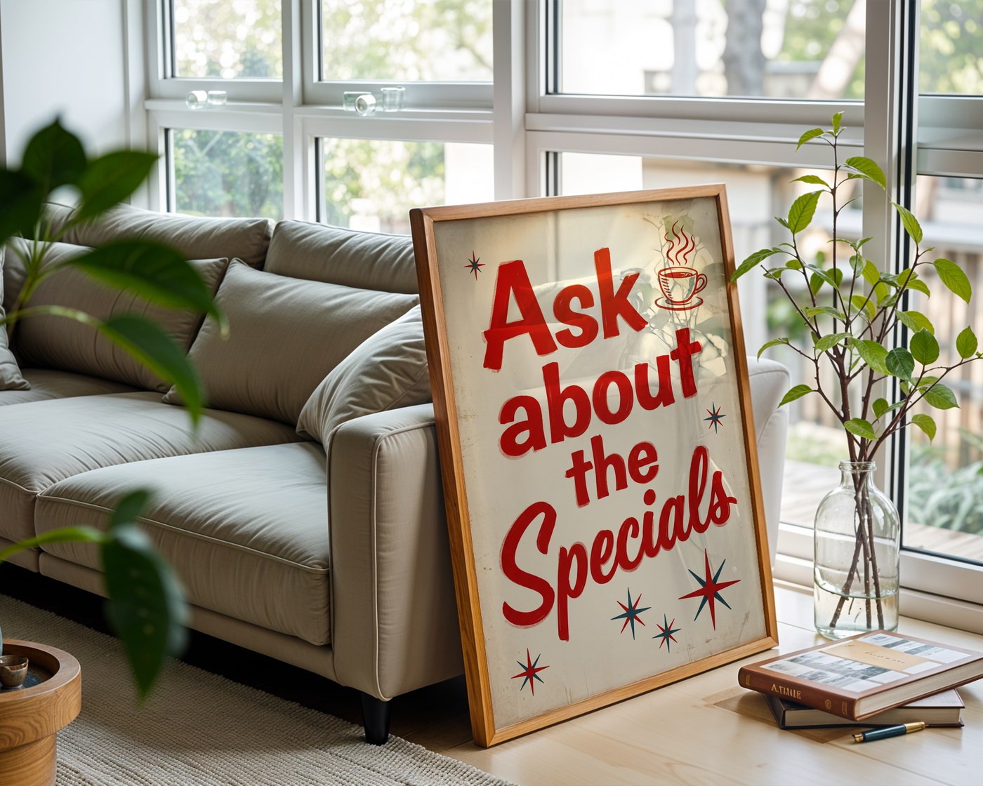 Retro Diner Specials Poster – Mid-Century Slogan Print — frame-426