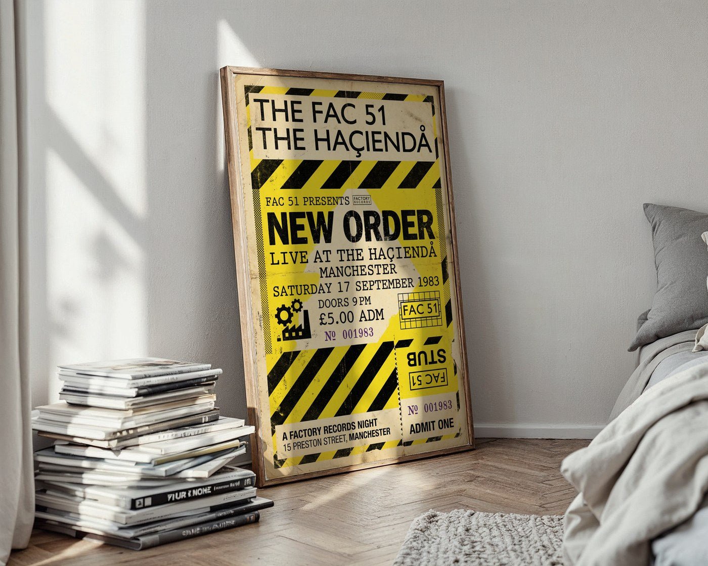 New Order Ticket Poster – 1983 Hacienda Wall Art — styled-wall