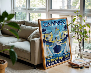 Cannes Riviera Poster – Glamourous French Nautical Wall Art Print — frame-426