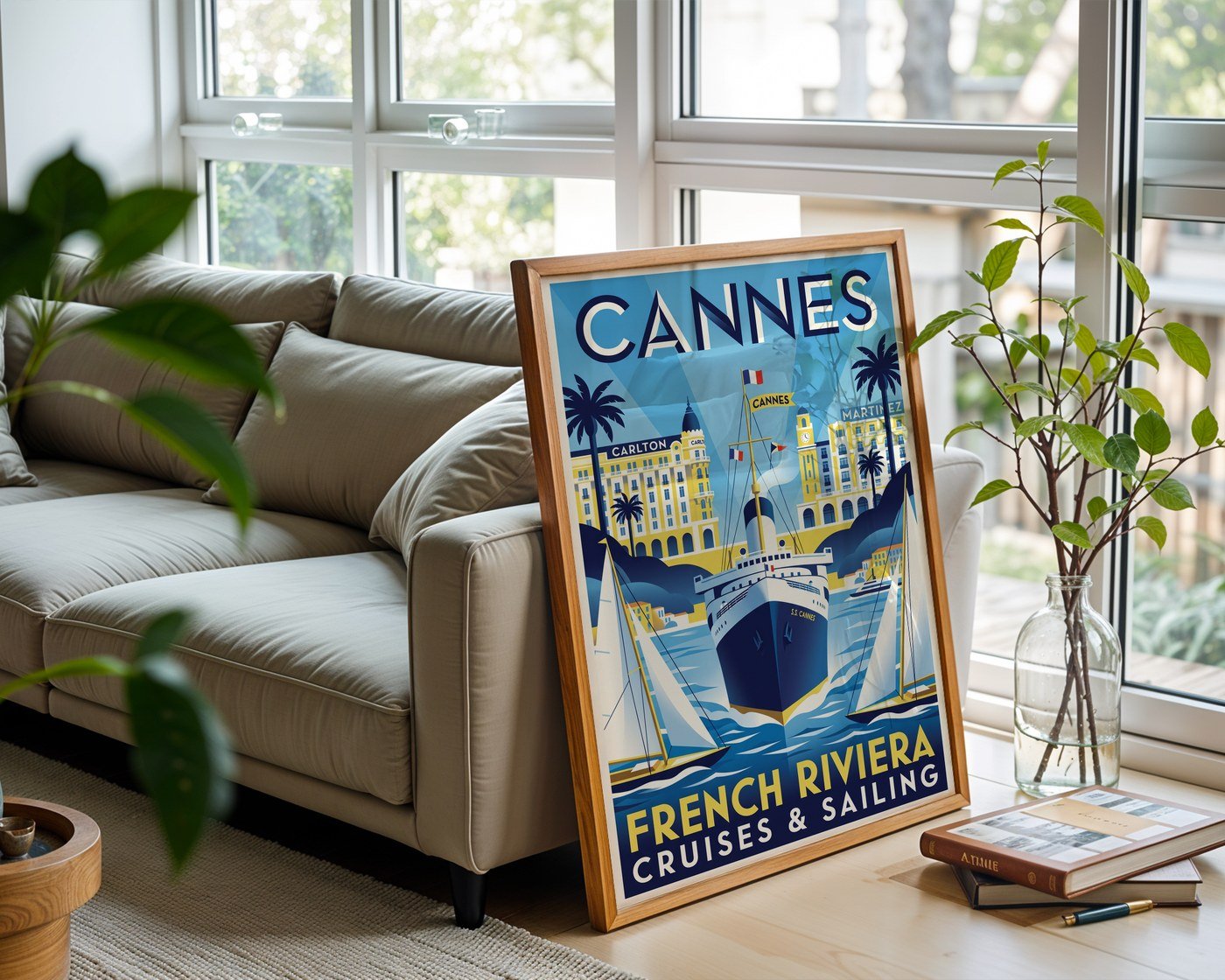 Cannes Riviera Poster – Glamourous French Nautical Wall Art Print — frame-426