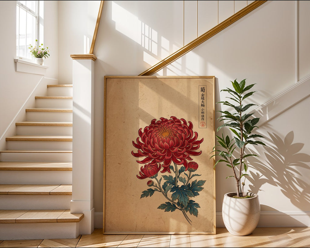 Japanese Chrysanthemum Poster – Ukiyo-e Botanical Wall Art — frame-267
