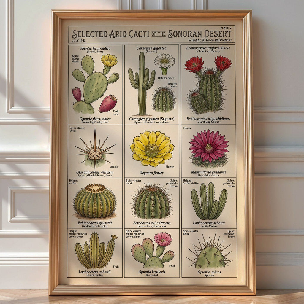 Desert Cacti Taxonomy Poster – Succulent Botanical Wall Art Print — room-portrait